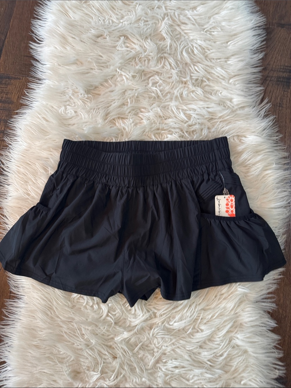 FP Movement Black Womens Athletic Ruffle Shorts - Lightweight Performance